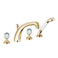 Смеситель на борт ванны на 4 отверстия KLUDI 1926 5152445G4 золото, 23 кар ручки хрусталь