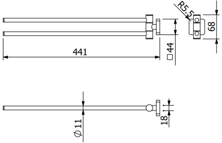 Полотенцедержатель KLUDI VELA S 25977N2 оружейная сталь PVD