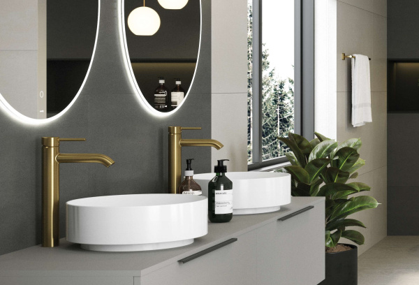 Смеситель для раковины KLUDI BOZZ 38245N076 брашированное золото PVD