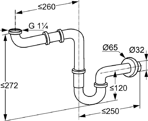 Сифон для раковины KLUDI 1025505-00 хром