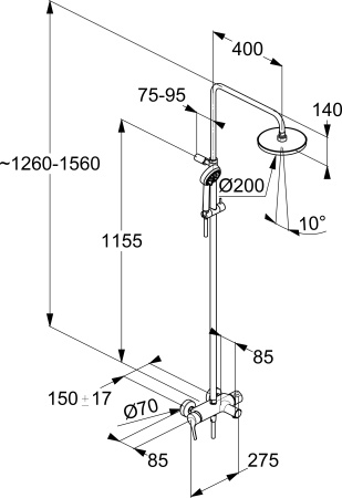 Душевая стойка KLUDI LOGO DUAL SHOWER SYSTEM 6808305-00 хром