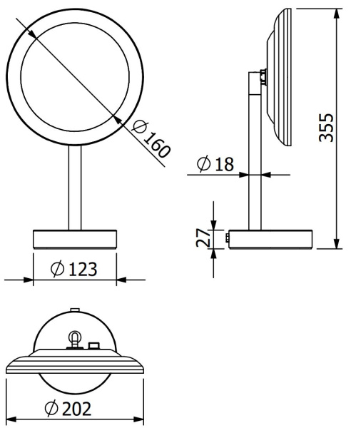 Косметическое зеркало c LED подсветкой KLUDI VELA R 58995N5F брашированный никель PVD