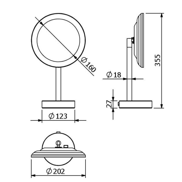 Косметическое зеркало KLUDI VELA R 58995N0F брашированное золото PVD