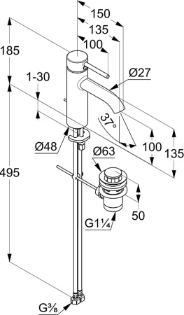 Смеситель для раковины KLUDI BOZZ 382800576 хром