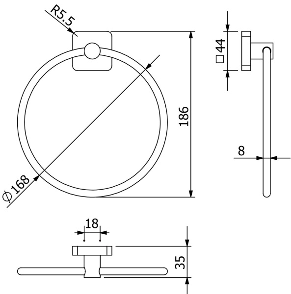 Полотенцедержатель KLUDI VELA S 25978N5 брашированный никель PVD