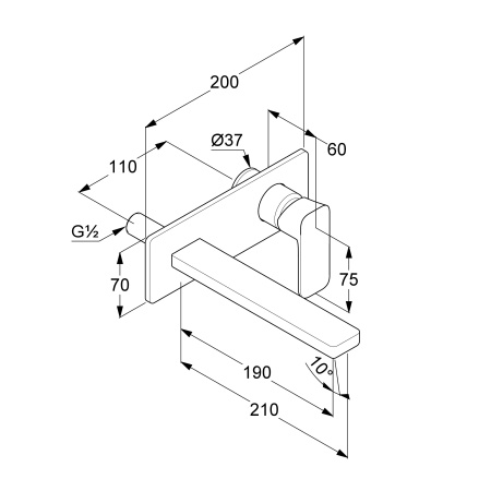 Смеситель встраиваемый для раковины KLUDI RENON 42244N075 брашированное золото PVD
