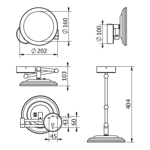 Косметическое зеркало KLUDI VELA R 5899553W белый матовый