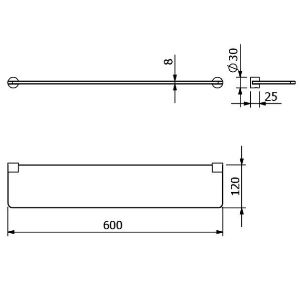 Полка стеклянная KLUDI VELA R 5897339 черный матовый