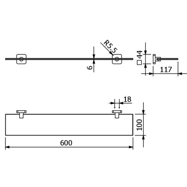 Полка стеклянная KLUDI VELA S 2597305 хром