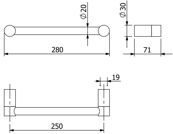 Поручень для ванны KLUDI VELA R 58981N2 оружейная сталь PVD