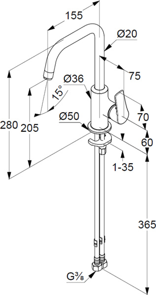 Смеситель для раковины KLUDI PURE&SOLID 340240575 хром