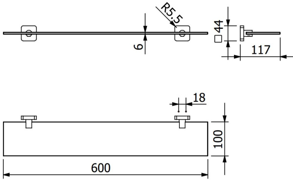 Полка стеклянная KLUDI VELA S 25973N1 брашированная бронза PVD