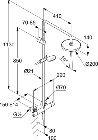 Душевая стойка KLUDI LOGO DUAL SHOWER SYSTEM 6809405-00 хром