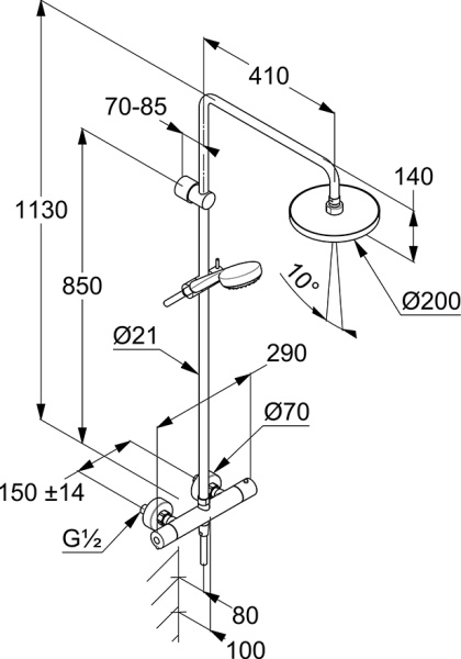 Душевая стойка KLUDI LOGO DUAL SHOWER SYSTEM 6809405-00 хром
